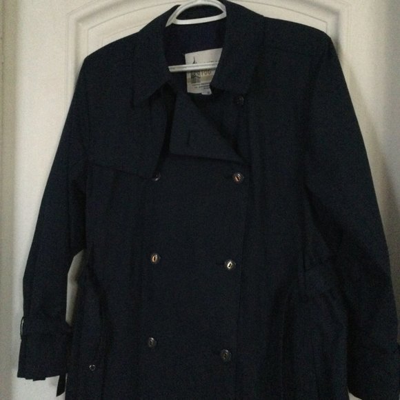 London Fog women's trench coat blue belted buttons up Size 12 Petite - Picture 6 of 11